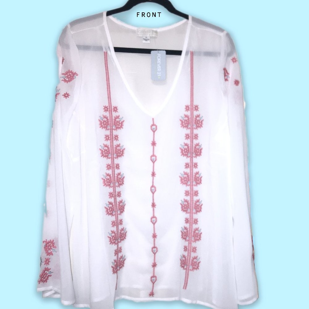 Woven Blouse with Embroidery (2X)